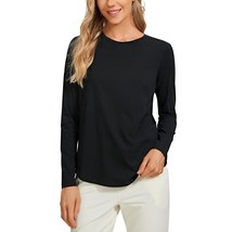Pima Cotton Workout Long Sleeve Shirts For Women Athletic Crewneck Yoga Casual T - £38.36 GBP