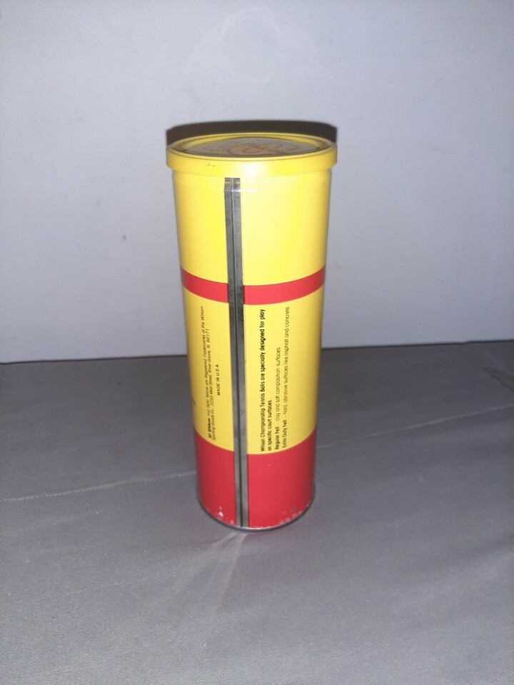 Vintage Wilson Championship Tennis Balls Optic Yellow Extra Duty Felt Metal Can Item image 2