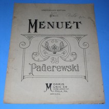 Menuet Sheet Music Vintage 1907 Morris Music Co. Unexcelled Edition Paderews - £11.70 GBP
