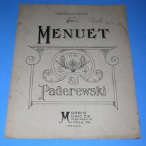 Menuet Sheet Music Vintage 1907 Morris Music Co. Unexcelled Edition Paderews - £11.94 GBP