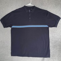IZOD Silk Wash Polo Shirt Adult 3XL Tall XXXLT Navy Blue Teal Stripe Outdoor - £14.78 GBP
