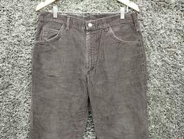 Vinatge Lee Jeans Men 34x32 Brown Corduroy Regular Straight Leg USA Union Made - £18.03 GBP