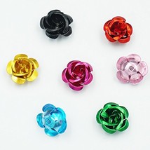 Bluemoona 500 pcs - 15mm 5/8&quot; Aluminum Metal Rose Flower Beads Mixed Colour - £8.78 GBP