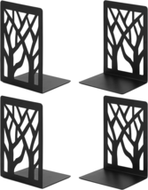 Black Metal Bookends, 2 Pairs Book Ends for Shelves, Book Stopper for Family - £14.69 GBP