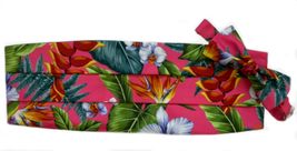 David&#39;s Formal Wear Pink Hawaiian Floral Tuxedo Cummerbund and Bow Tie Set - $97.02