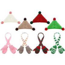 Geyoga 8 Pc Mini Knit Doll Hats & Scarves Set Mini Santa Hats Red White Green - $5.69 CAD