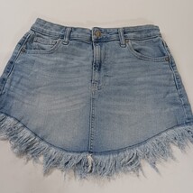 Celebrity Pink RN#133647 Juniors Women's 7/28 Blue Cotton Frayed Denim Skirt  image 12