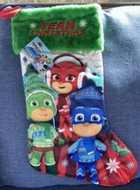 2023 PJ Masks 18” Red Stocking w/Green Faux Fur Cuff Stitched TEAM CHRIS... - £11.15 GBP