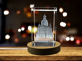 LED Base included | Dresden Frauenkirche 3D Engraved Crystal Keepsake Souvenir - $39.99+