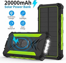 Solar Charger, 20000mAh Qi Wireless Power Bank Portable External Backup ... - $44.87