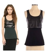 Ramy Brook Black Leather Rayon Sleeveless Tank Top Size XS - $123.07 CAD