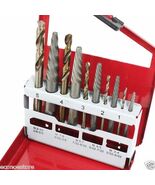 RIGHT HAND 10 PC STEEL SCREW EXTRACTOR DRILL BITS W/ METAL BOX #93189 - $16.14