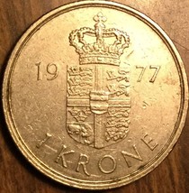 1977 Denmark 1 Krone Coin - £1.04 GBP