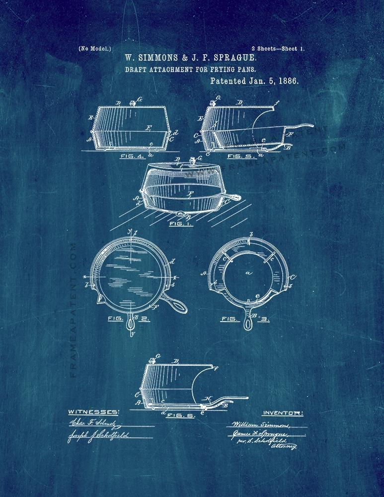 Draft Attachment For Frying Pans Patent Print - Midnight Blue