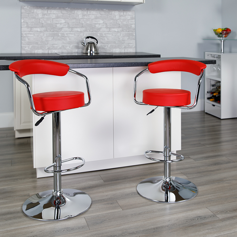 Red Vinyl Barstool CH-TC3-1060-RED-GG