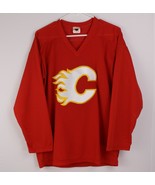 Vtg NHL Calgary Flames Raven&#39;s Knit Jersey Size Medium Red 90’s Ice Hockey - $40.32 CAD