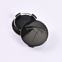 Set of 4Pcs - Tesla Wheel Center Cap Glossy Emblem Hub Caps - 56mm - Black - $176.51 MXN
