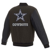 NFL Dallas Cowboys Wool and Leather Reversible Quilted Jacket  Charcoal Navy JHD - £215.81 GBP