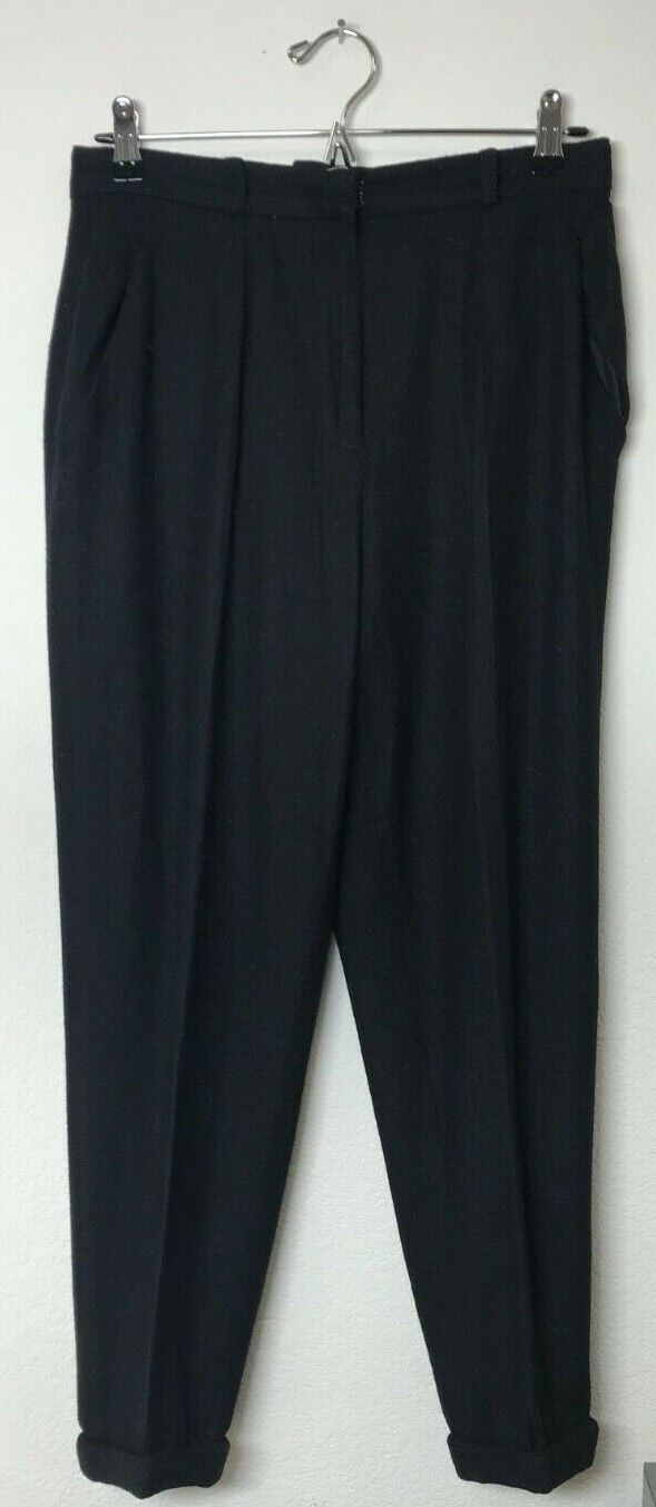 Primary image for DKNY Black Pleated Career Dress Slacks Size 10 Wool Blend with Cuffs
