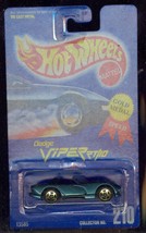Hot Wheels 1991-210 Dodge Viper Rt/10 GREEN 5sp All Blue Card 1:64 Scale - £5.86 GBP