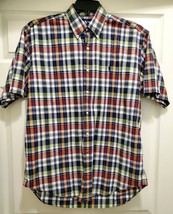 Ralph Lauren Blake Mens Medium Button Up Shirt Short Sleeve Checkered Mu... - $24.65