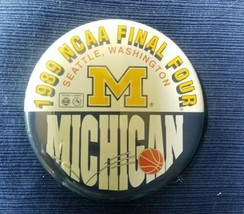 1989 University of Michigan NCAA Final Four 3.5&quot;  Pin Back Basketball Seattle WA - £8.49 GBP