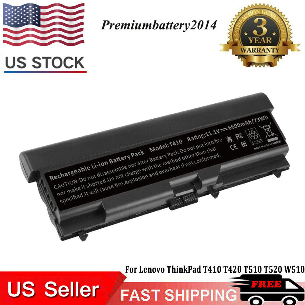 9 Cell Laptop Battery for Lenovo ThinkPad 55+T410 T420 T510 T520 W510 W520 Fast - $42.99