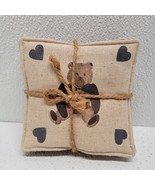 Alice&#39;s Spiced Mug Mats Set of 4 Scented Teddy Bear Coasters Folk Art 5&quot;x5&quot; - $17.15 CAD