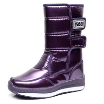 Winter Waterproof Non-Slip Fleece-Lined Snow Boots Women&#39;s Thick Mid-Tube High-C - £58.60 GBP