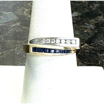 MENS MUTI-TONE 14K  GOLD DIAMONDS AND BLUE SPINEL PINKY RING SIZE 8.5 SKY - £374.73 GBP