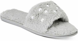 I.N.C. Embellished Faux-Fur Slide Slippers Gray XL11/12 - £5.60 GBP
