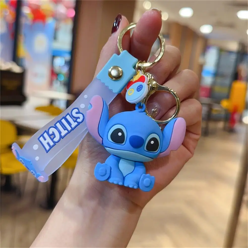 Cartoon Disney Lilo Stitch Silicone Pendant Keychain for Women Men Fans ... - $4.62