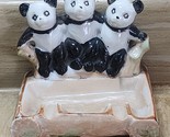 Vintage Japan Ceramic Trinket Dish  Adorable Panda Bear Trio See Pictures - $12.34