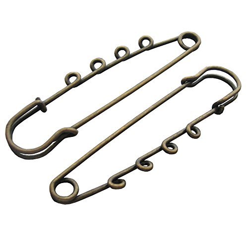 Bluemoona 20 Pcs - 75mm 3" Large Oversized Safety PINS Metal Jewelry With Hole F