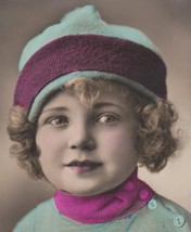 RPPC Vintage Hand-Colored Cute Little Boy in Blue With Curly Hair - £6.27 GBP