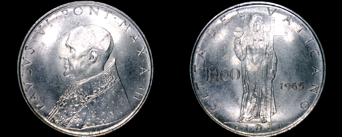 1965 Vatican City 100 Lire World Coin - Catholic Church Italy - $11.99