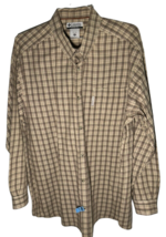 Mens Columbia Button Down Brown/Khaki Plaid Shirt Size 2XL 100% Cotton - £9.58 GBP
