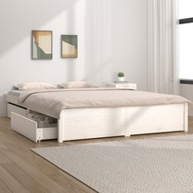 Bed Frame with Drawers White 150x200 cm King Size - £199.36 GBP