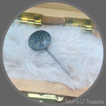 Vintage Engraved Etched Flower Design Round Stick Pin 1.5” • Vintage Jewelry - £7.70 GBP