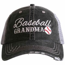 Baseball Grandma Embroidered Black Distressed Trucker Hat - £19.44 GBP