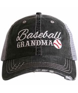 Baseball Grandma Embroidered Black Distressed Trucker Hat - £19.44 GBP