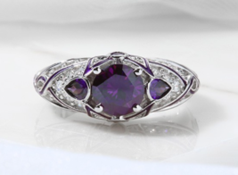 Art Deco Butterfly Ring With Amethyst Inlaid For Her Engagement Wedding Ring - £108.27 GBP