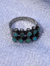 Native American Silver Zuni Handmade Turquoise Ring Size 4.5 - £27.15 GBP