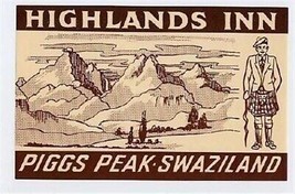 Highlands Inn  Luggage Label Piggs Peak Swaziland Africa - £11.69 GBP