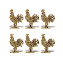 Rooster Gold Napkin Rings for Table Set of 6 2.5 X 1.75 1.65 Inches Modern - $36.62