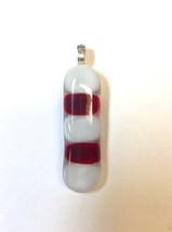 Candy Cane Striped Fused Glass Pendant - £14.33 GBP