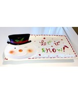 PLATTER  Let It Snow  SNOWMAN  Decorative CERAMIC  CHRISTMAS - $310.90 MXN