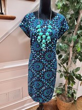 Merona Women&#39;s Blue Polyester Round Neck Short Sleeve Knee Length Dress Size XL - £21.86 GBP