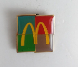 Vintage Golden Arches On Colorblock Enamel McDonald's Employee Lapel Hat Pin - $8.25