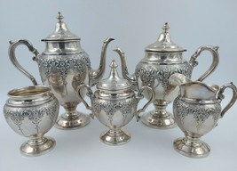 Sterling Silver Ornate Repousse Floral Tea &amp; Coffee Service by Revere Si... - £2,325.92 GBP